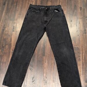 Rustler Black Denim Jeans Straight Leg Mens 34x31 Cotton Workwear Grunge Y2K‎